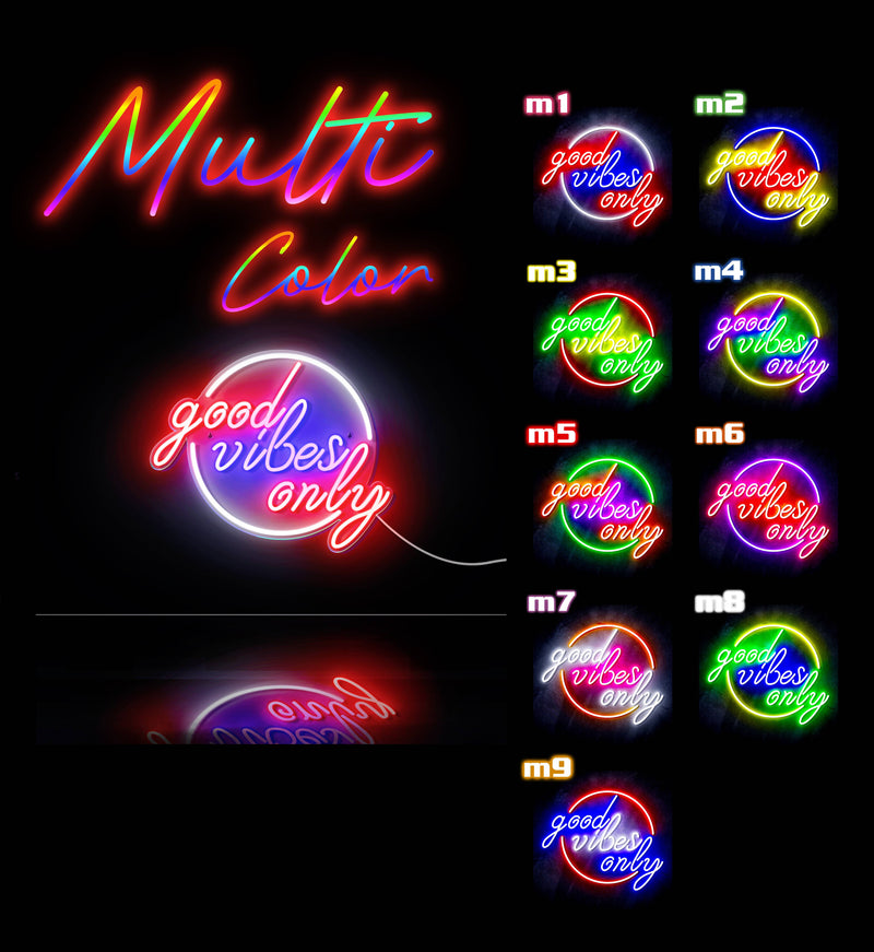 Good Vibes Only Circle Ultra-Bright LED Sign with Remote (Neon-Style, LED Technology) - LED Gift Works