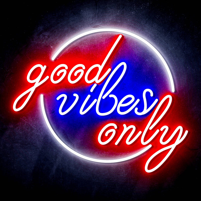 Good Vibes Only Circle Ultra-Bright LED Sign with Remote (Neon-Style, LED Technology) - LED Gift Works