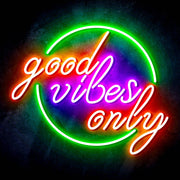 Good Vibes Only Circle Ultra-Bright LED Sign with Remote (Neon-Style, LED Technology) - LED Gift Works