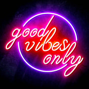 Good Vibes Only Circle Ultra-Bright LED Sign with Remote (Neon-Style, LED Technology) - LED Gift Works