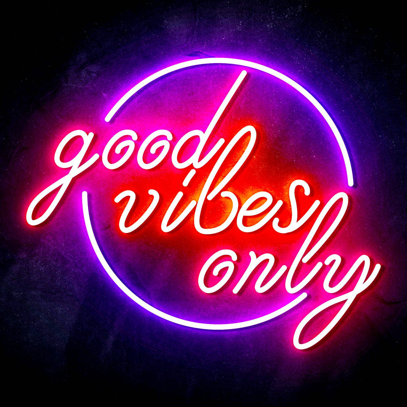 Good Vibes Only Circle Ultra-Bright LED Sign with Remote (Neon-Style, LED Technology) - LED Gift Works