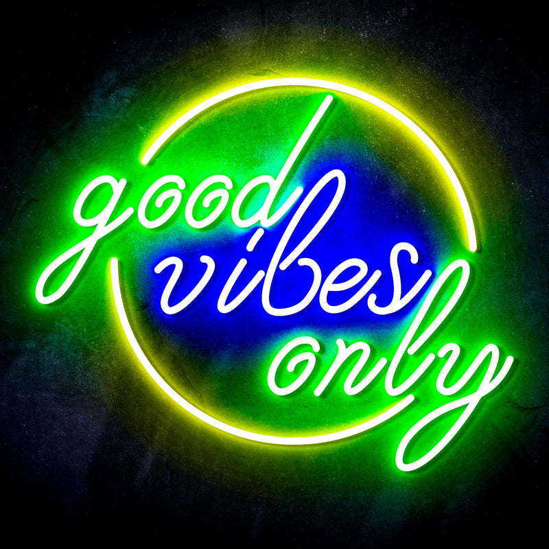 Good Vibes Only Circle Ultra-Bright LED Sign with Remote (Neon-Style, LED Technology) - LED Gift Works