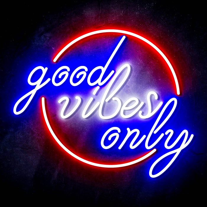 Good Vibes Only Circle Ultra-Bright LED Sign with Remote (Neon-Style, LED Technology) - Way Up Gifts