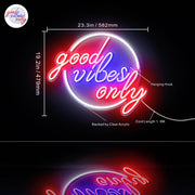 Good Vibes Only Circle Ultra-Bright LED Sign with Remote (Neon-Style, LED Technology) - LED Gift Works