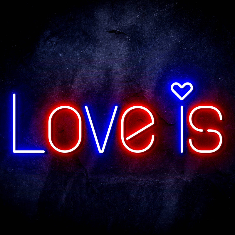 Love Is with Heart Ultra-Bright LED Sign with Remote (Neon-Style, LED Technology) - LED Gift Works