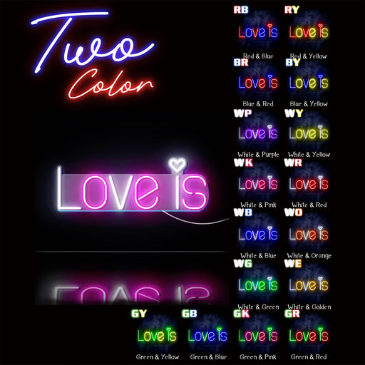 Love Is with Heart Ultra-Bright LED Sign with Remote (Neon-Style, LED Technology) - LED Gift Works