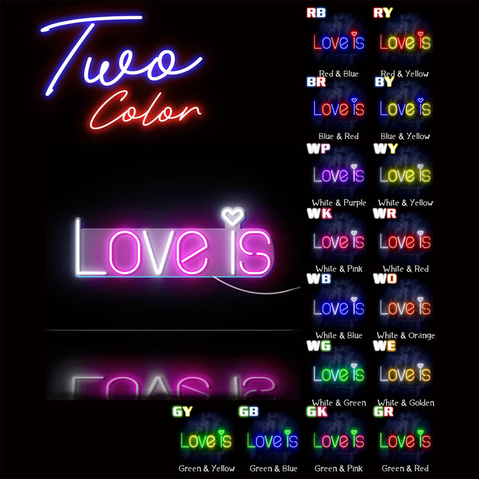 Love Is with Heart Ultra-Bright LED Sign with Remote (Neon-Style, LED Technology) - Way Up Gifts