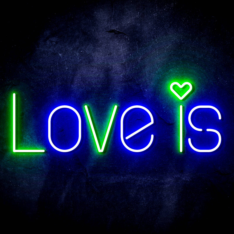 Love Is with Heart Ultra-Bright LED Sign with Remote (Neon-Style, LED Technology) - LED Gift Works