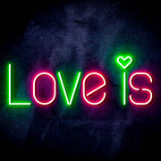 Love Is with Heart Ultra-Bright LED Sign with Remote (Neon-Style, LED Technology) - LED Gift Works