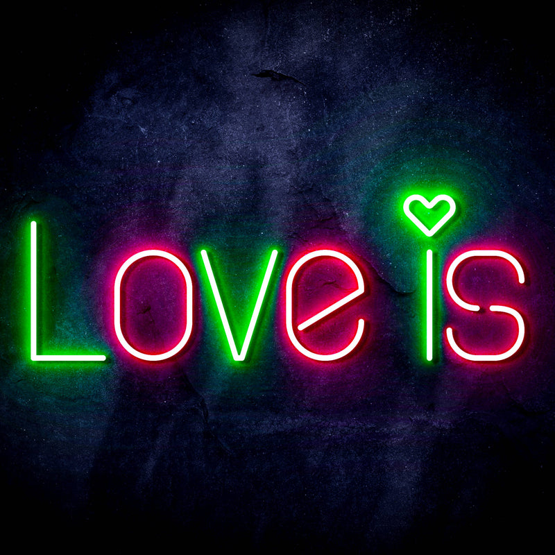Love Is with Heart Ultra-Bright LED Sign with Remote (Neon-Style, LED Technology) - LED Gift Works