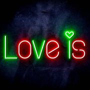 Love Is with Heart Ultra-Bright LED Sign with Remote (Neon-Style, LED Technology) - LED Gift Works