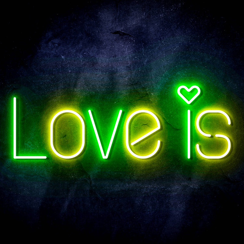 Love Is with Heart Ultra-Bright LED Sign with Remote (Neon-Style, LED Technology) - LED Gift Works
