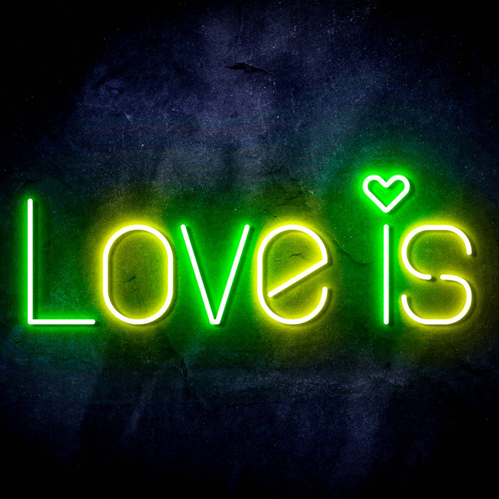 Love Is with Heart Ultra-Bright LED Sign with Remote (Neon-Style, LED Technology) - Way Up Gifts