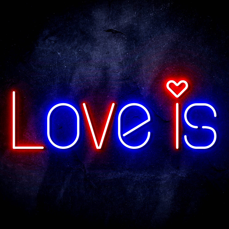 Love Is with Heart Ultra-Bright LED Sign with Remote (Neon-Style, LED Technology) - LED Gift Works