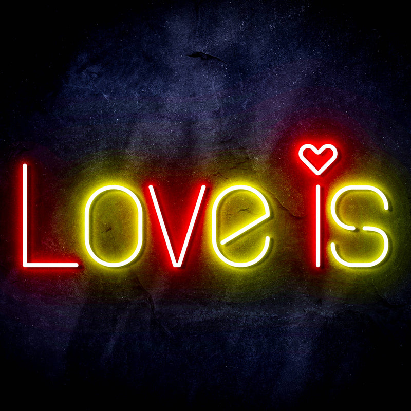 Love Is with Heart Ultra-Bright LED Sign with Remote (Neon-Style, LED Technology) - LED Gift Works