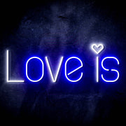 Love Is with Heart Ultra-Bright LED Sign with Remote (Neon-Style, LED Technology) - LED Gift Works
