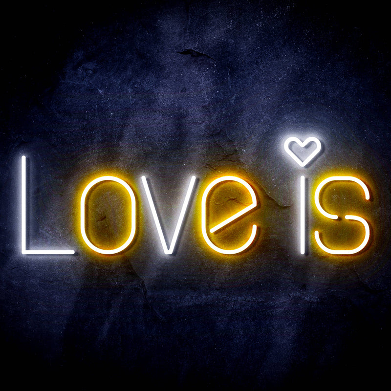 Love Is with Heart Ultra-Bright LED Sign with Remote (Neon-Style, LED Technology) - LED Gift Works