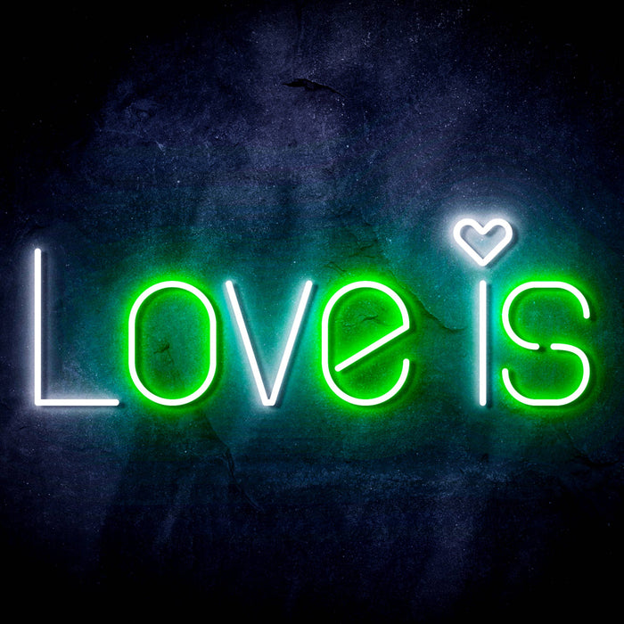 Love Is with Heart Ultra-Bright LED Sign with Remote (Neon-Style, LED Technology) - Way Up Gifts