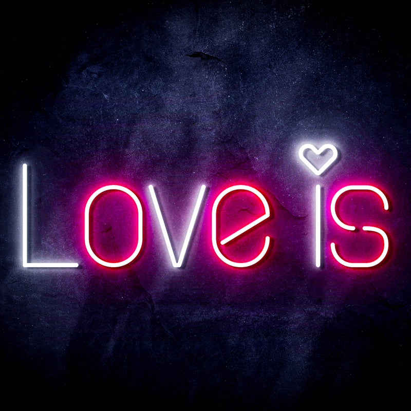 Love Is with Heart Ultra-Bright LED Sign with Remote (Neon-Style, LED Technology) - LED Gift Works