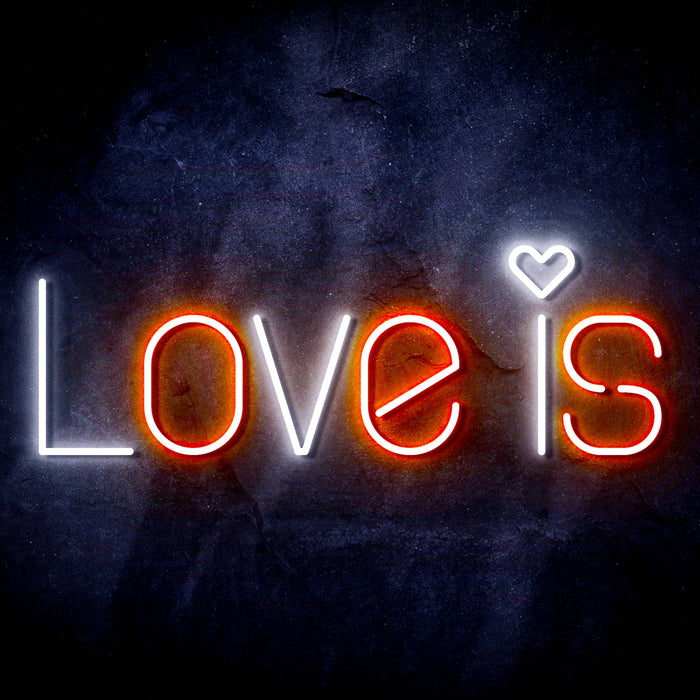 Love Is with Heart Ultra-Bright LED Sign with Remote (Neon-Style, LED Technology) - Way Up Gifts