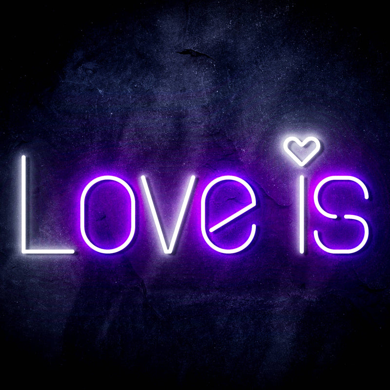 Love Is with Heart Ultra-Bright LED Sign with Remote (Neon-Style, LED Technology) - LED Gift Works