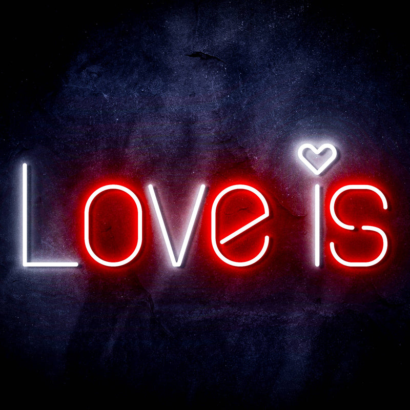Love Is with Heart Ultra-Bright LED Sign with Remote (Neon-Style, LED Technology) - LED Gift Works