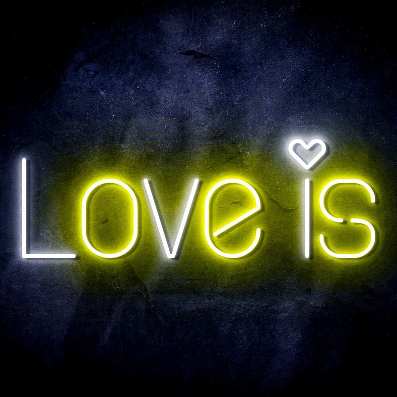 Love Is with Heart Ultra-Bright LED Sign with Remote (Neon-Style, LED Technology) - LED Gift Works