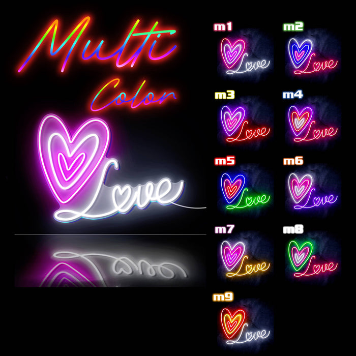 Love with Three Hearts Ultra-Bright LED Sign with Remote (Neon-Style, LED Technology) - Way Up Gifts