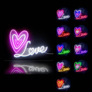 Love with Three Hearts Ultra-Bright LED Sign with Remote (Neon-Style, LED Technology) - LED Gift Works
