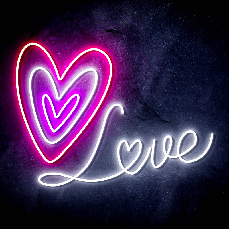Love with Three Hearts Ultra-Bright LED Sign with Remote (Neon-Style, LED Technology) - LED Gift Works