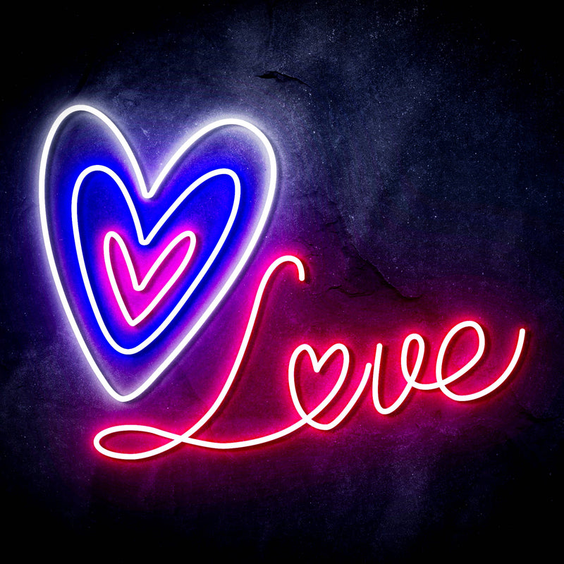 Love with Three Hearts Ultra-Bright LED Sign with Remote (Neon-Style, LED Technology) - LED Gift Works