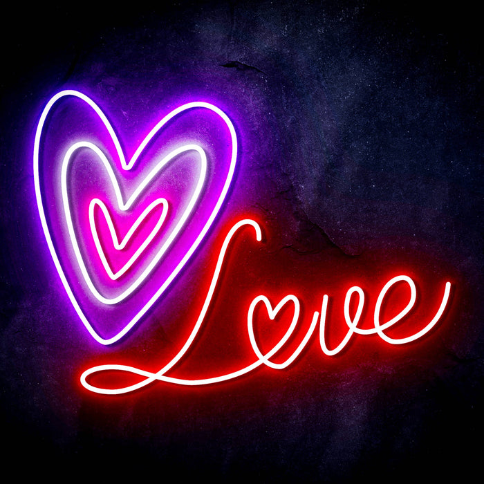 Love with Three Hearts Ultra-Bright LED Sign with Remote (Neon-Style, LED Technology) - Way Up Gifts