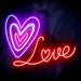 Love with Three Hearts Ultra-Bright LED Sign with Remote (Neon-Style, LED Technology) - Way Up Gifts
