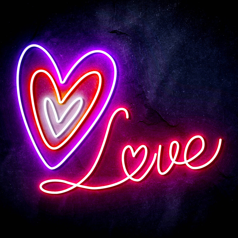 Love with Three Hearts Ultra-Bright LED Sign with Remote (Neon-Style, LED Technology) - LED Gift Works