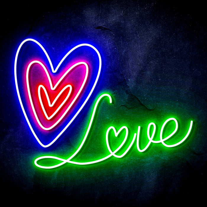Love with Three Hearts Ultra-Bright LED Sign with Remote (Neon-Style, LED Technology) - Way Up Gifts