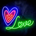 Love with Three Hearts Ultra-Bright LED Sign with Remote (Neon-Style, LED Technology) - Way Up Gifts
