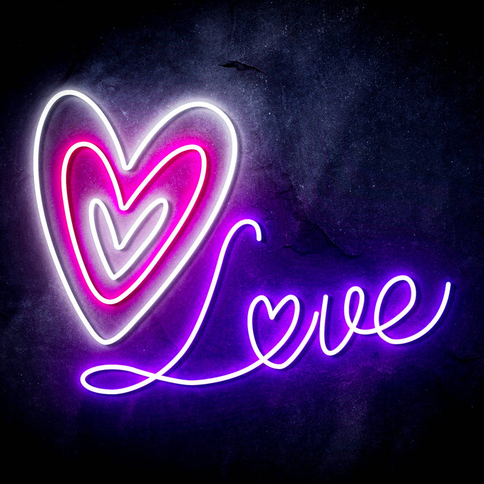 Love with Three Hearts Ultra-Bright LED Sign with Remote (Neon-Style, LED Technology) - Way Up Gifts