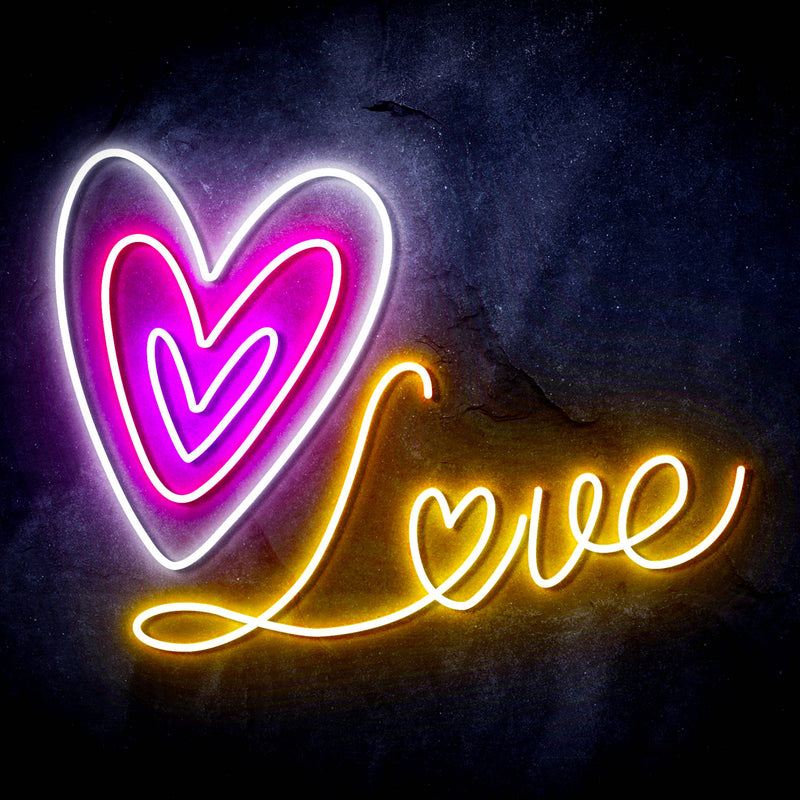 Love with Three Hearts Ultra-Bright LED Sign with Remote (Neon-Style, LED Technology) - LED Gift Works