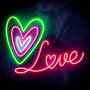 Love with Three Hearts Ultra-Bright LED Sign with Remote (Neon-Style, LED Technology) - LED Gift Works