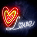 Love with Three Hearts Ultra-Bright LED Sign with Remote (Neon-Style, LED Technology) - Way Up Gifts