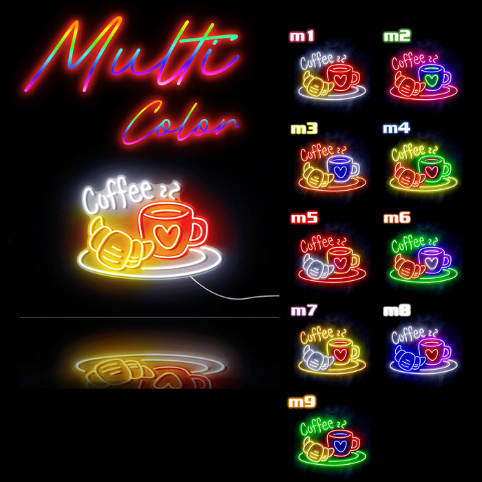 Coffee with Pastry Ultra-Bright LED Sign with Remote (Neon-Style, LED Technology) - Way Up Gifts