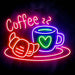 Coffee with Pastry Ultra-Bright LED Sign with Remote (Neon-Style, LED Technology) - Way Up Gifts
