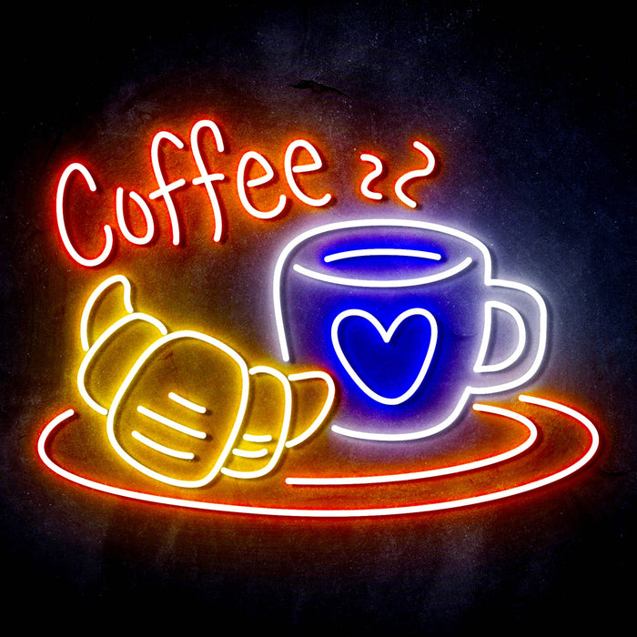 Coffee with Pastry Ultra-Bright LED Sign with Remote (Neon-Style, LED Technology) - Way Up Gifts
