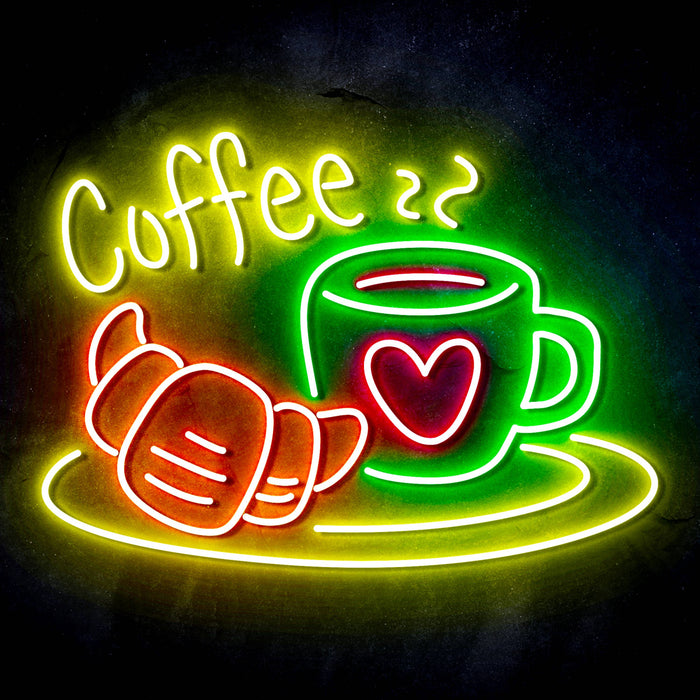 Coffee with Pastry Ultra-Bright LED Sign with Remote (Neon-Style, LED Technology) - Way Up Gifts