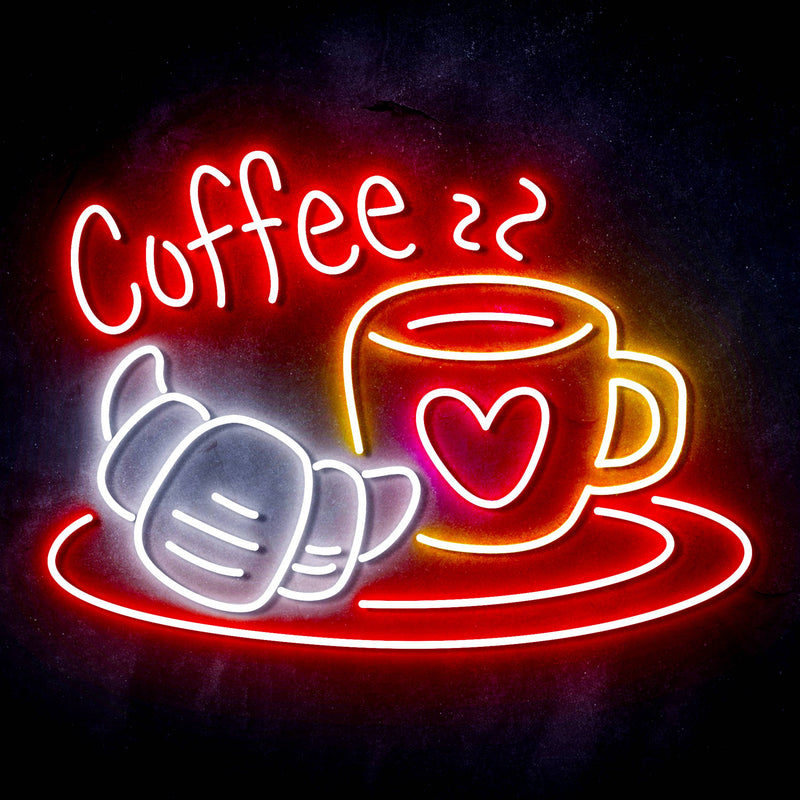 Coffee with Pastry Ultra-Bright LED Sign with Remote (Neon-Style, LED Technology) - LED Gift Works