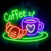 Coffee with Pastry Ultra-Bright LED Sign with Remote (Neon-Style, LED Technology) - LED Gift Works