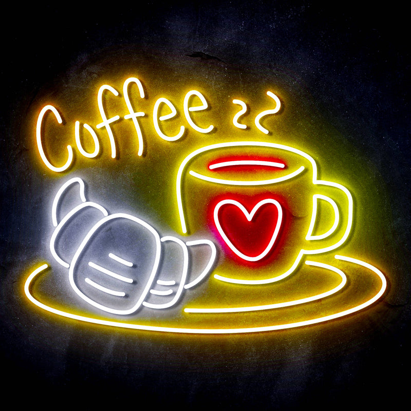 Coffee with Pastry Ultra-Bright LED Sign with Remote (Neon-Style, LED Technology) - LED Gift Works