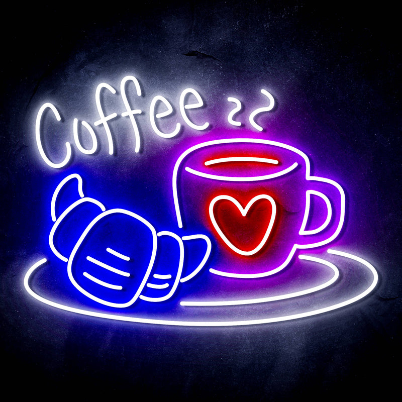 Coffee with Pastry Ultra-Bright LED Sign with Remote (Neon-Style, LED Technology) - LED Gift Works
