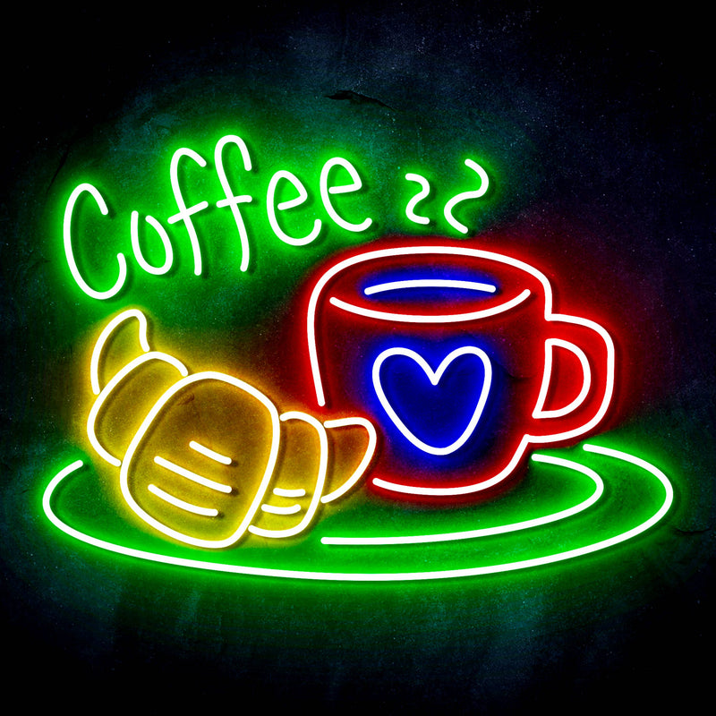 Coffee with Pastry Ultra-Bright LED Sign with Remote (Neon-Style, LED Technology) - LED Gift Works