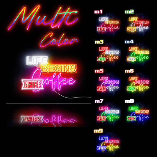 Life Begins After Coffee Ultra-Bright LED Sign with Remote (Neon-Style, LED Technology) - LED Gift Works